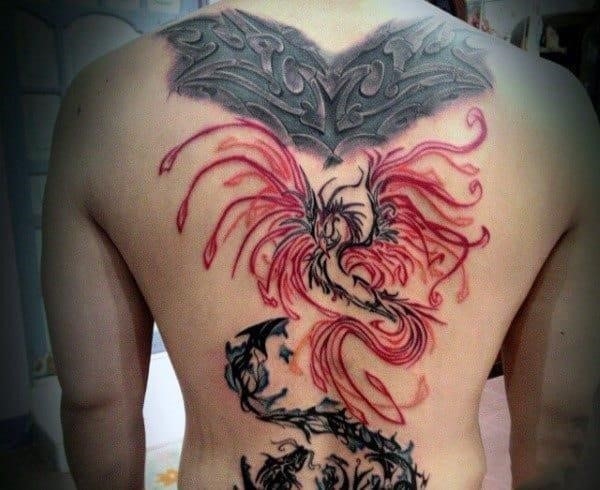 Japanese phoenix tattoo for men on back