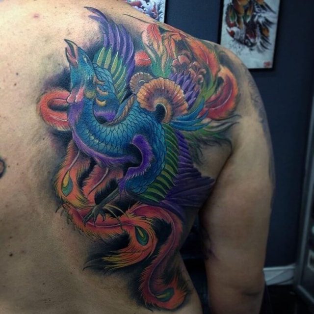 Japanese tattoo phoenix on shoulder