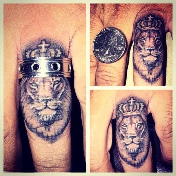 King lion finger tattoo for men