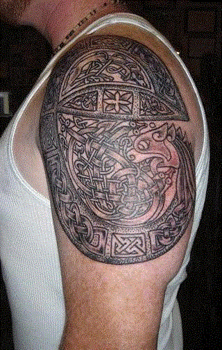 Left half sleeve celtic tattoo