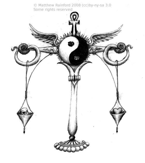 Libra balance yin yang tattoo design