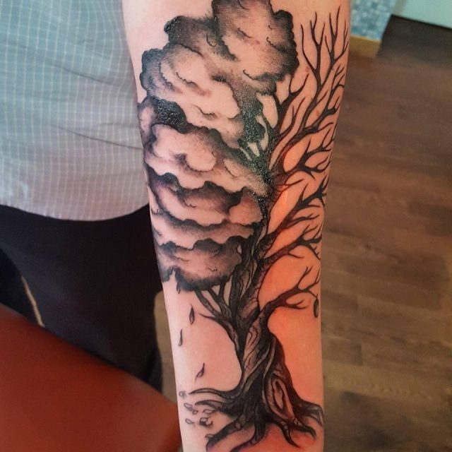 Life and death tree tattoo