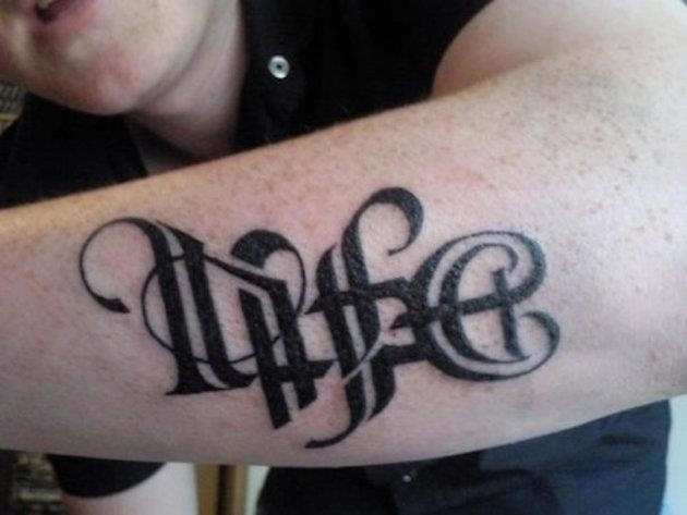 Lifedeath ambigram tattoo