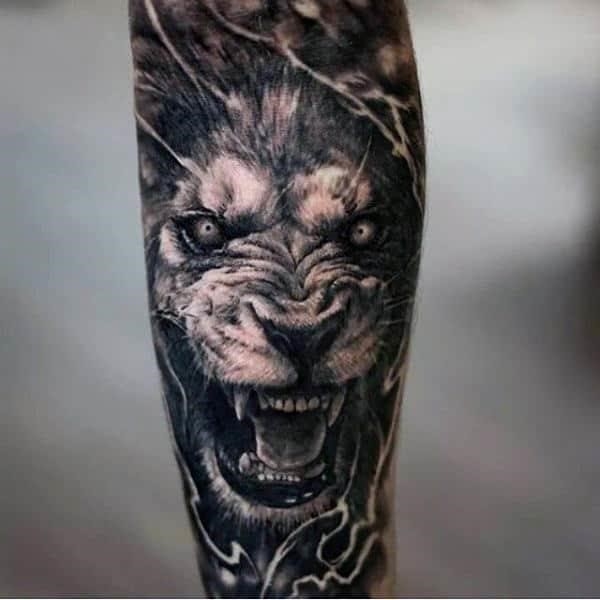 Lion crown tattoo for guys