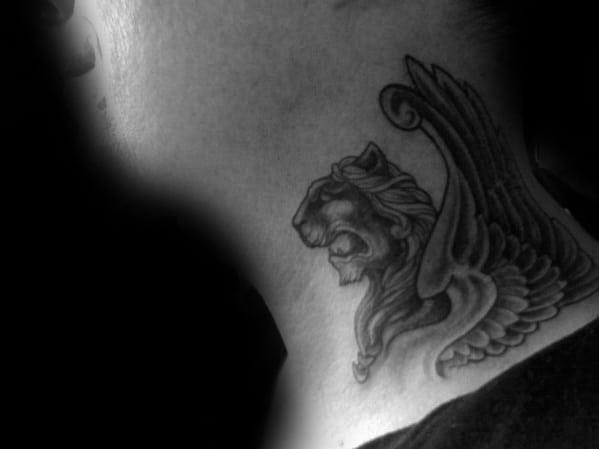 Lion neck tattoos for men