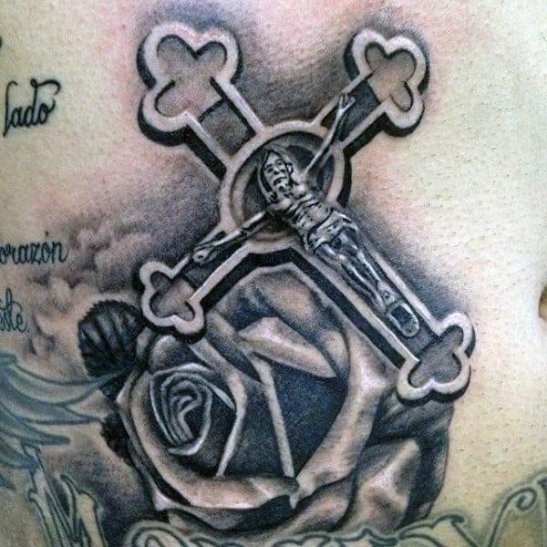 Lord on the cross religious tattoo males