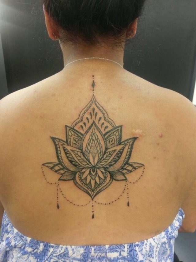 Lotus mandala back tattoo
