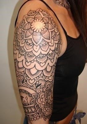 Mandala flower half sleeve tattoo