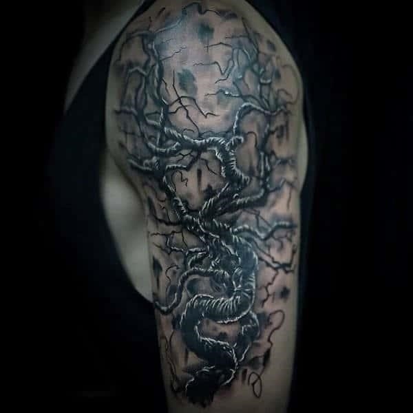 Manly shaded 3d tree branches guys family inspired tattoos