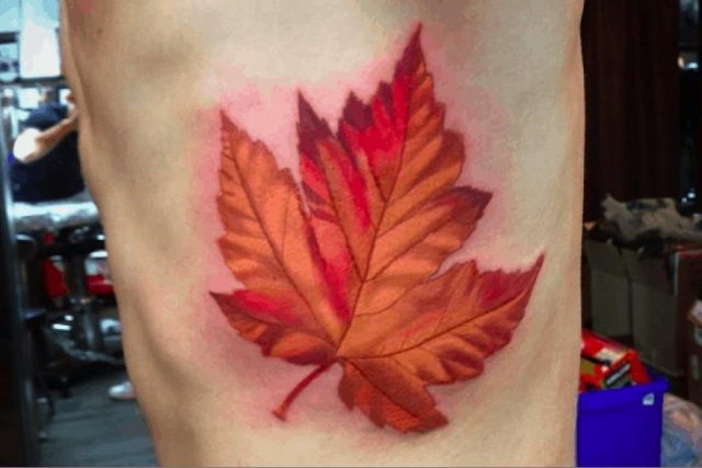 Maple leaf tattoo 1