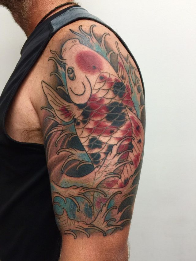 Marc pinto koi colour japanese traditional tattoo perth
