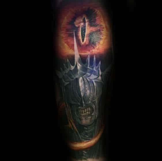 Masculine lord of the rings mens full sleeve arm tattoo ideas