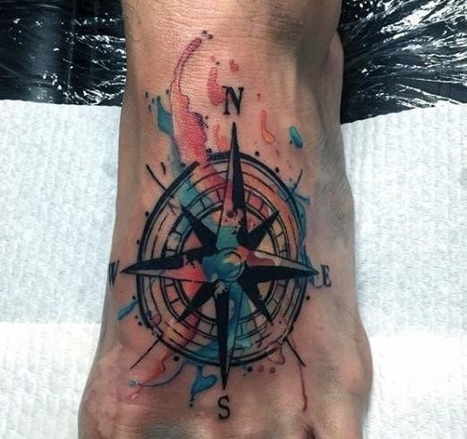 Masculine mens star compass tattoo