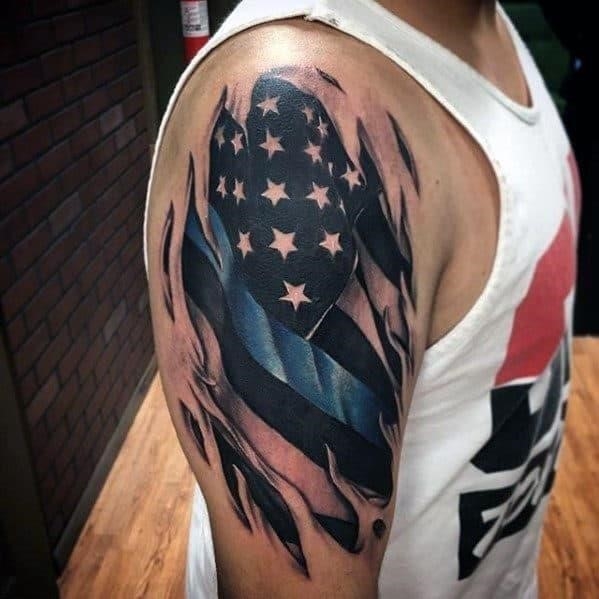 Tattoo uploaded by Chloe Mcbee  Thin blue line badge number  Tattoodo