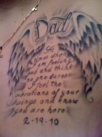 Memorial dad tattoo on man chest