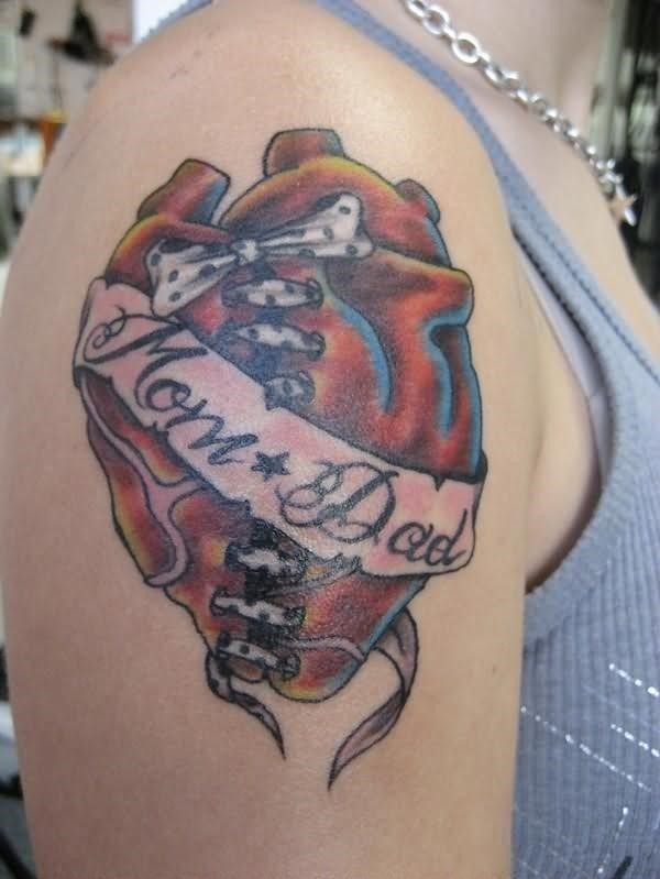 Memorial heart tattoo for shoulder