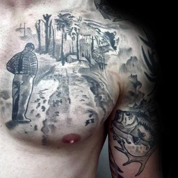 Memorial memorial watercolor mens father tattoo ideas on chest and arm