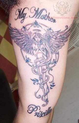 Memorial mother tattoo on bicep