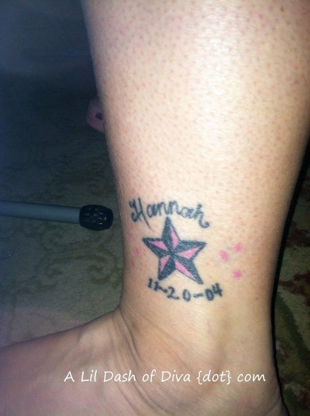 Memorial nautical star ankle tattoo
