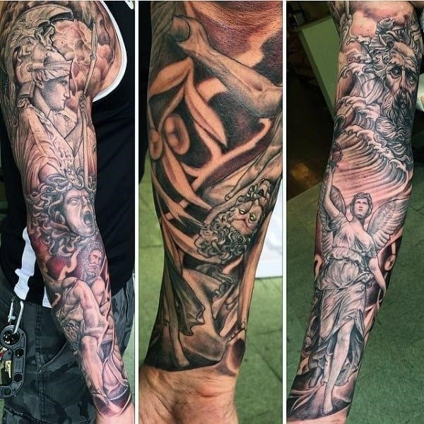 Mens greek sleeve tattoo inspiration