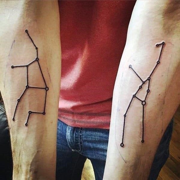 Mens minimalist constillations inner forearm tattoos