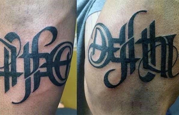 Mens outer forearm life death tattoo ideas