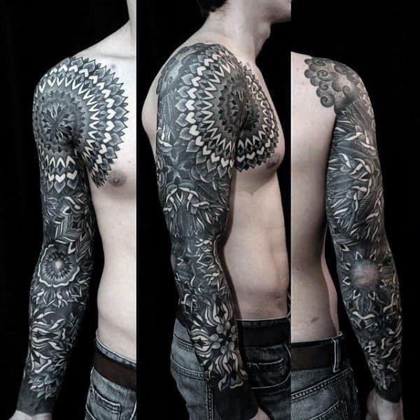 Mens sacred geometry tattoo full sleeve design