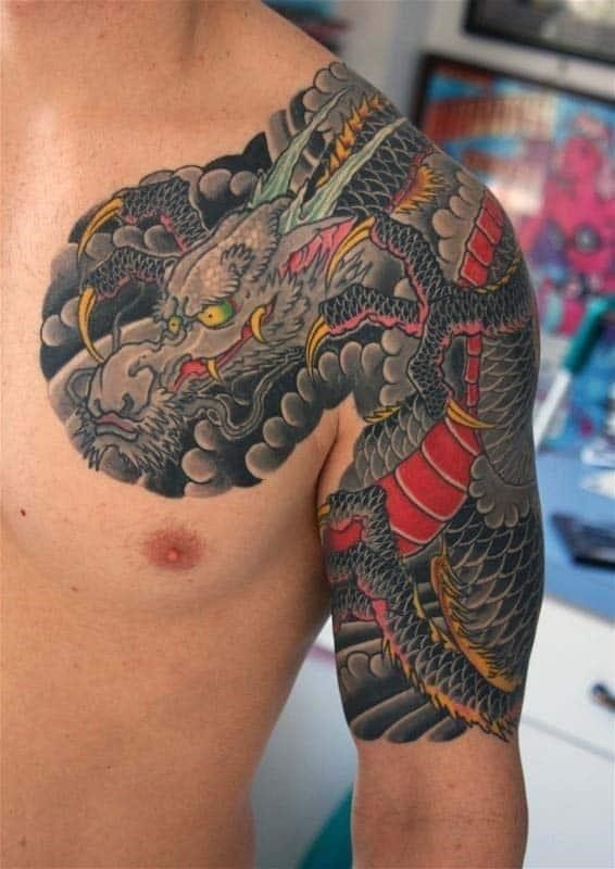 Mens unique japanese dragon half sleeve tattoo ideas
