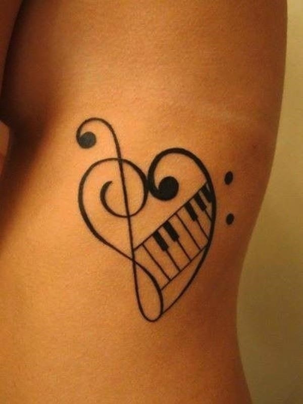 Music notes tattoos heart