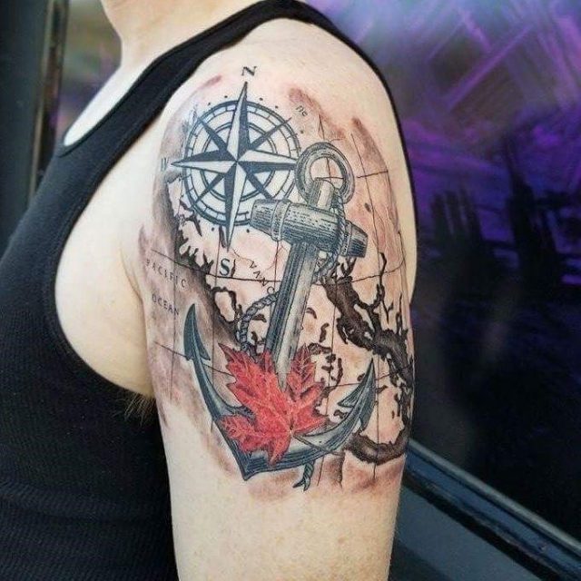 Navy map tattoo