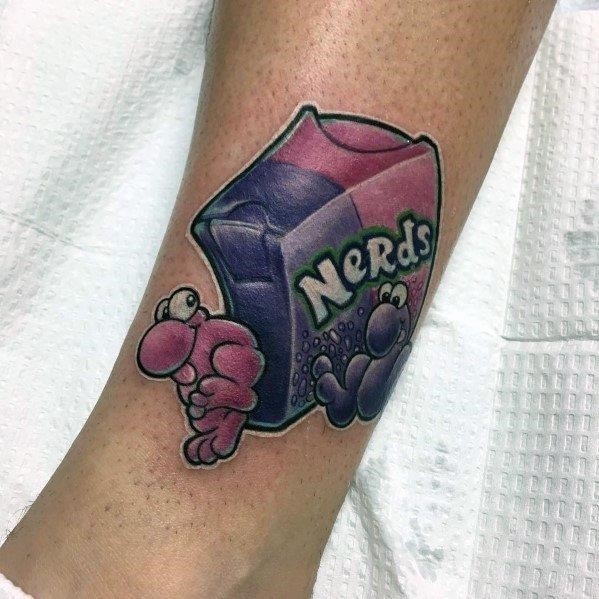 Nerds cool candy tattoos for men