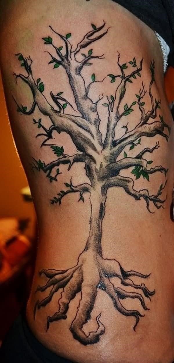 Nice rib side tree tattoo