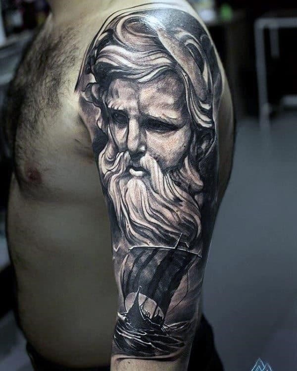 Norse mythology mens odin half sleeve tattoos