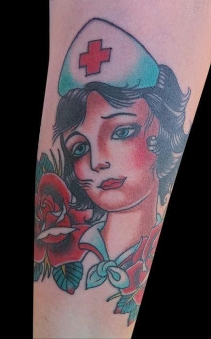 Nurse pinup tattoo