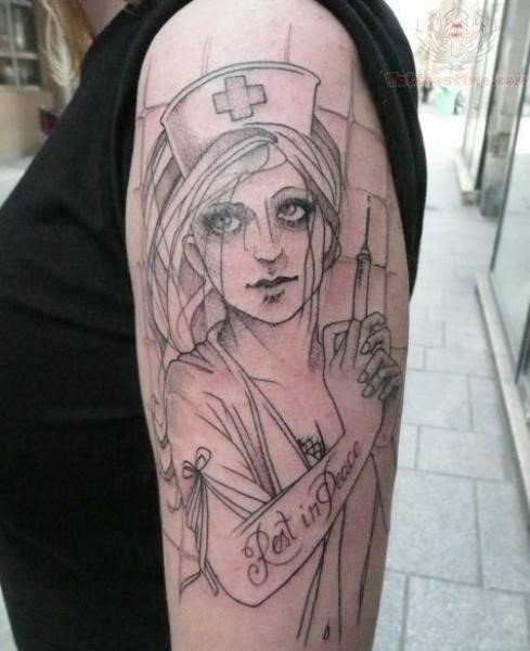 Heartbeat of Compassion: Nurse Tattoo Sleeve