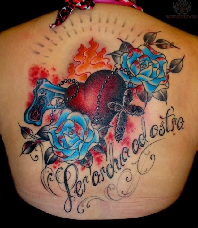 Old school backpiece tattoo