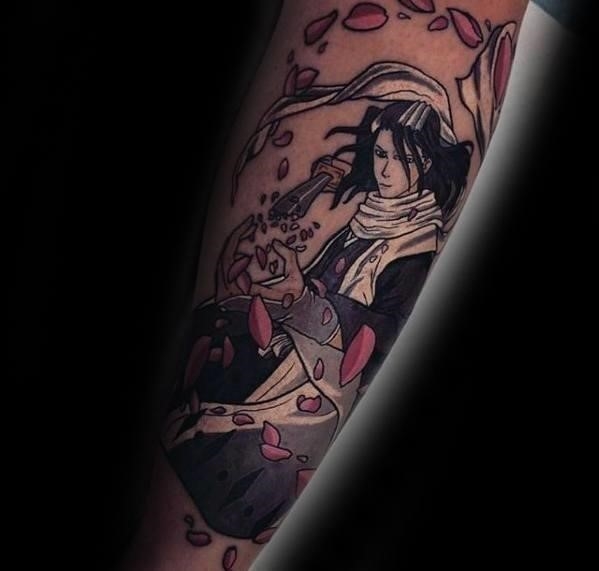 Outer forearm anime tattoo designs for males
