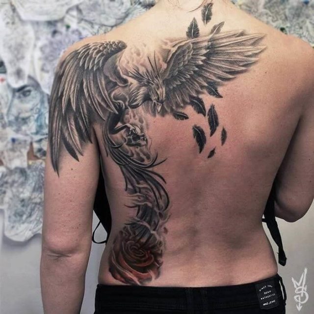 Phoenix chest tattoo guy chest tattoos