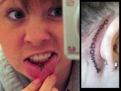Pi tattoo on inner lip