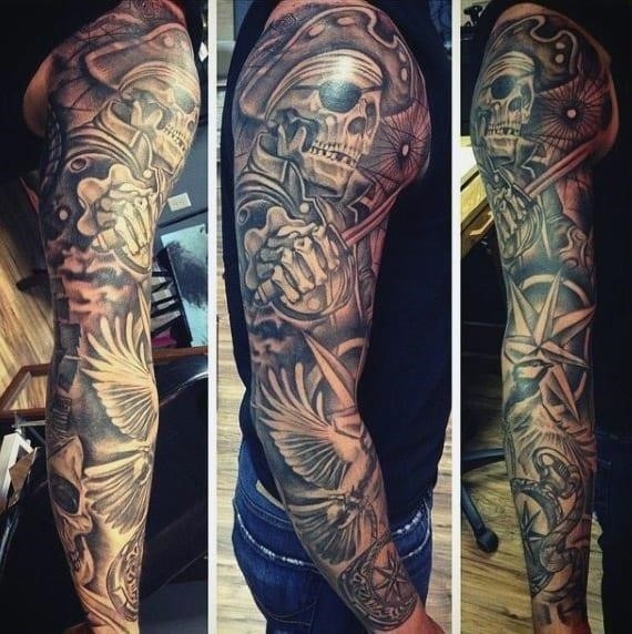 Pirate ship tattoo design for men