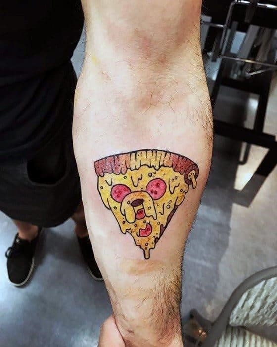 Pizza themed adventure time tattoos male