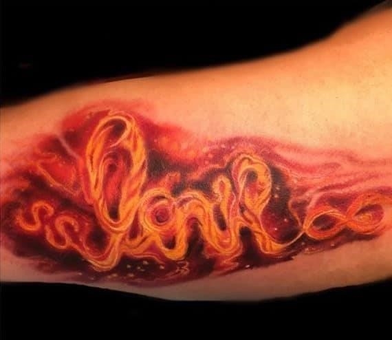Quote guys forearm flame tattoos