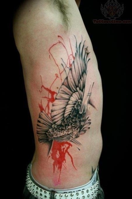 Raven tattoo side on ribs