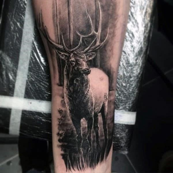 Realistic guys animal deer tattoo design ideas