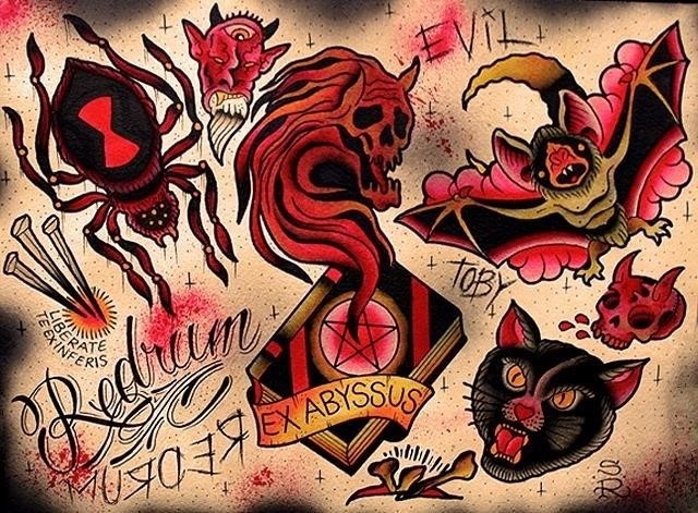Red ink halloween tattoo