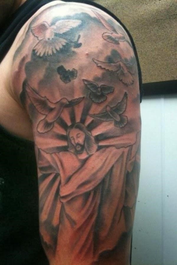 religious tattoos for men half sleeve