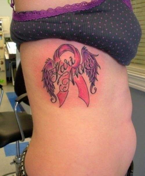 Rib side cancer tattoo for women