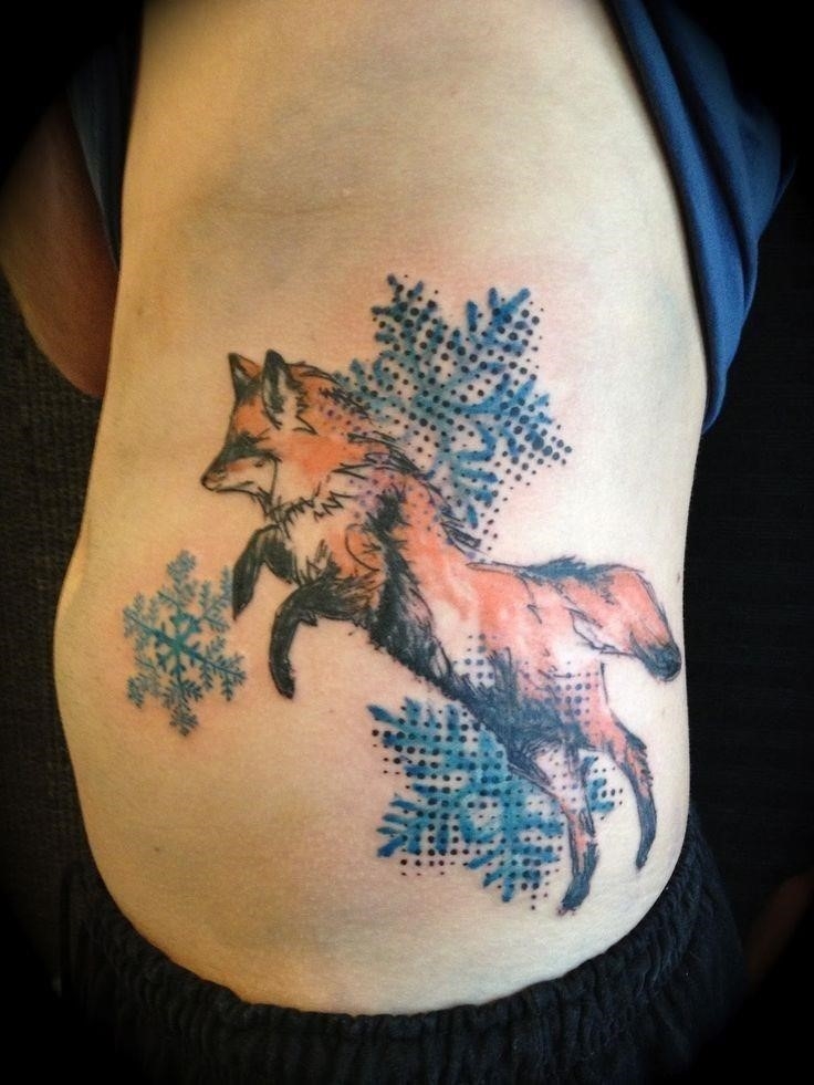 Wonderful Fox Tattoo On Man Left Half Sleeve