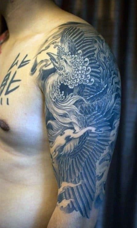 Rising phoenix mens tattoo designs