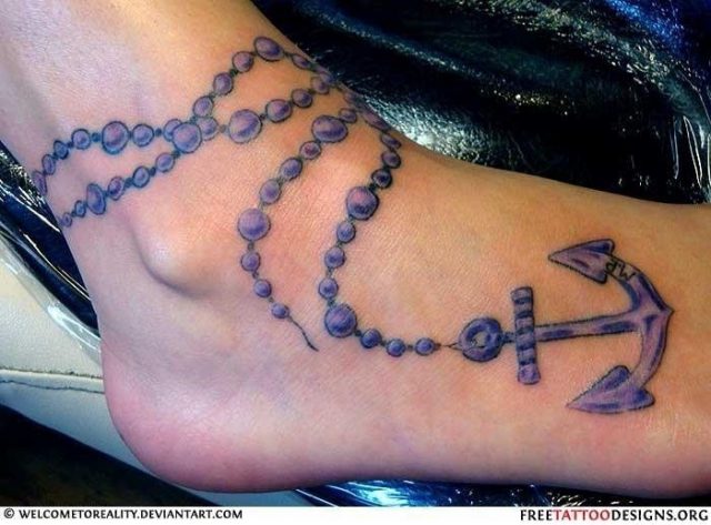 Rosary ankle tattoo